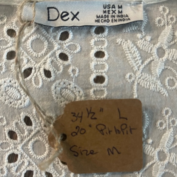 DEX Cotton and Lace A Line Dress White Size Medium - Picture 6 of 7